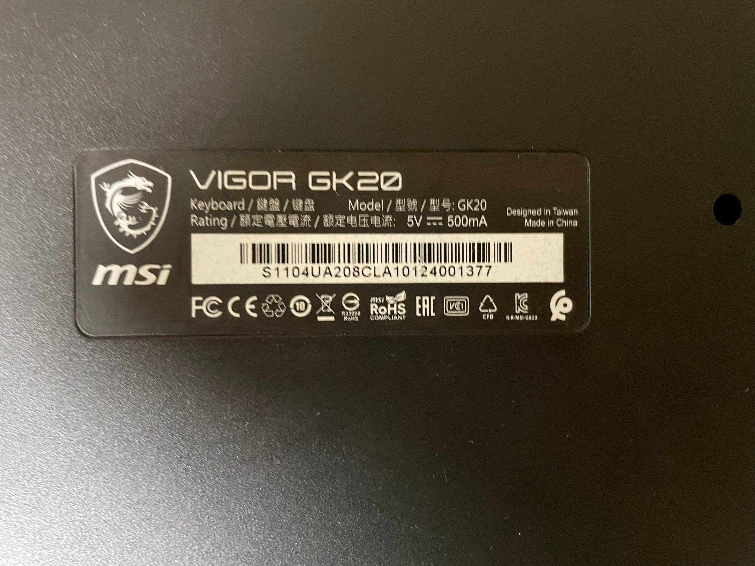 Клавіатура MSI VIGOR GK20 — фото 3